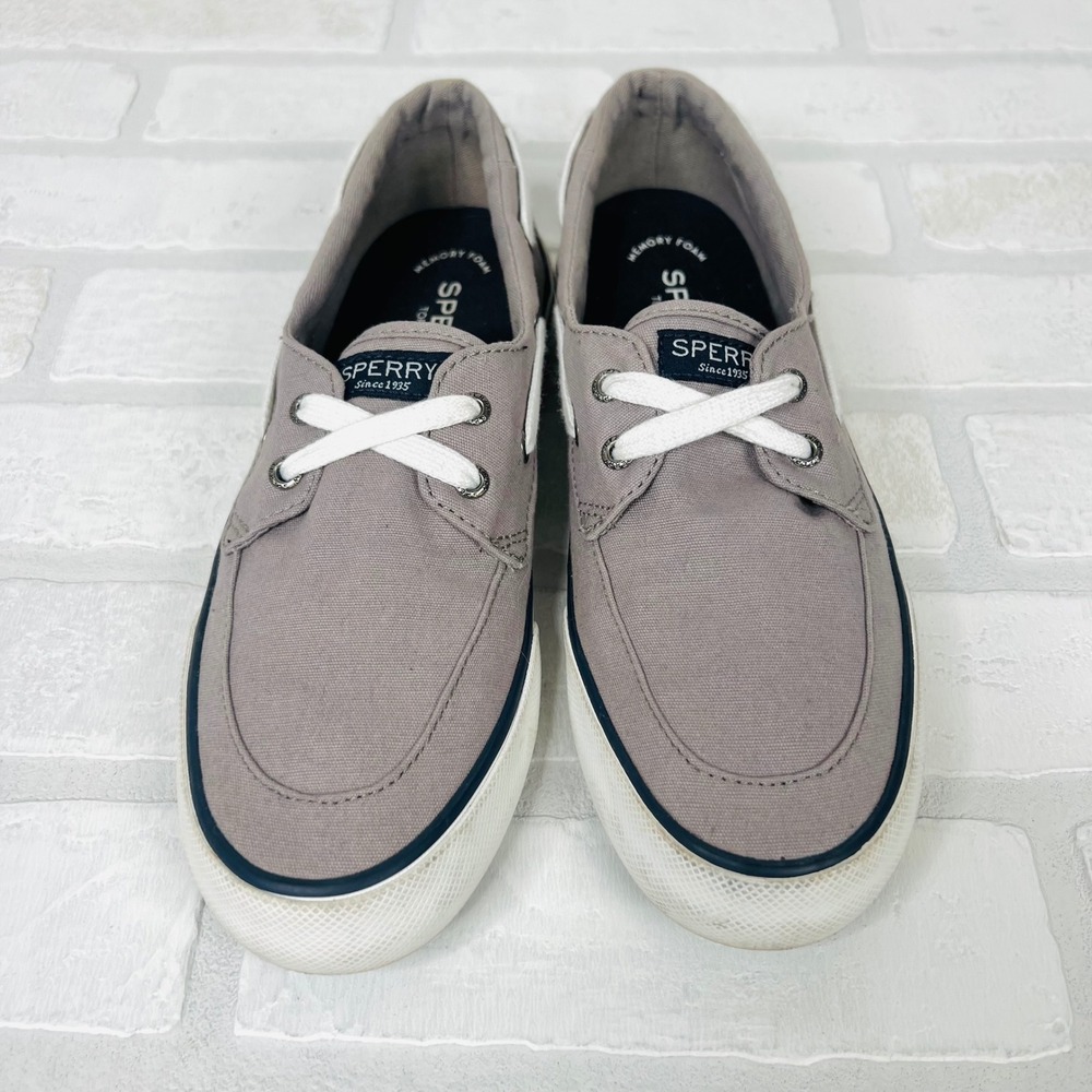 Sperry Top-Sider Crest Vibe Grey Canvas Boat Shoes STS83191 Womens 8